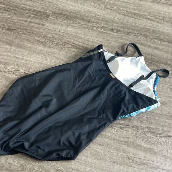 Calvin Klein Women's Solid High Neck Pleated One Piece Swimsuit - Picture 4 of 4